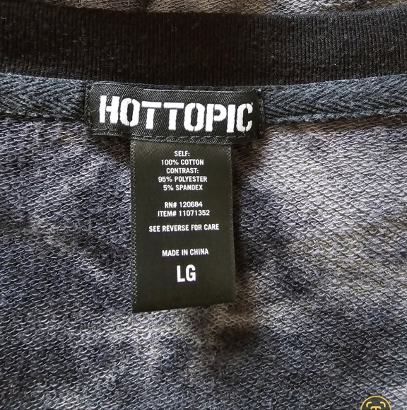 HOT TOPIC Ladies Gray & Black Mesh Sleeve Tie Dye Sweatshirt - Picture 15 of 16